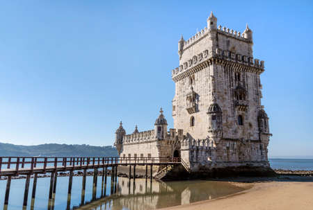 Belem Tower known also as Tower of Saint Vincent, landmark of Lisbonの写真素材