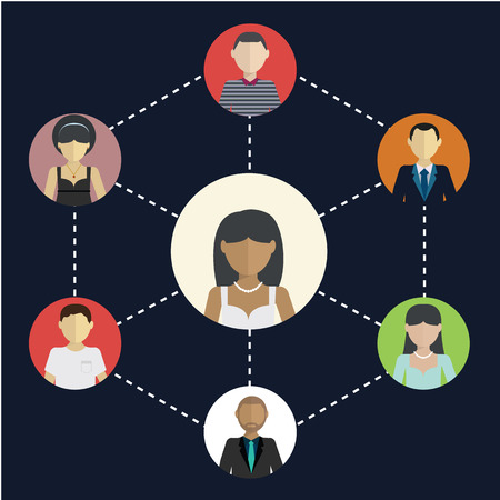 Social Media Circles, Network Illustration, Social network, people connecting all over the world.のイラスト素材