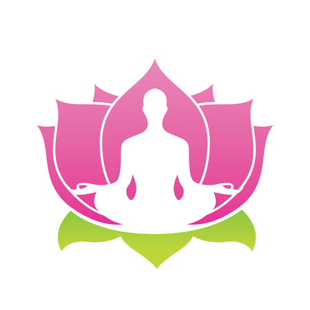 Lotus flower abstract vector icon, Yoga Asana Illustration.のイラスト素材