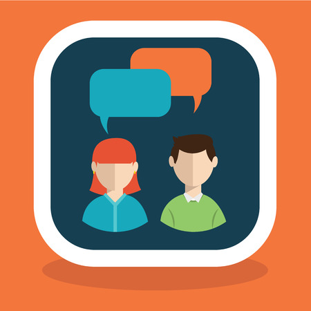 People icons with colorful dialog speech bubbles.のイラスト素材