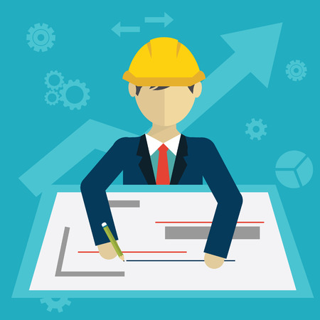 Engineer working on procject icon.のイラスト素材