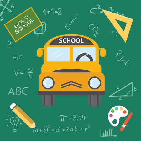 Back to School Vector Illustration  yellow school bus.のイラスト素材