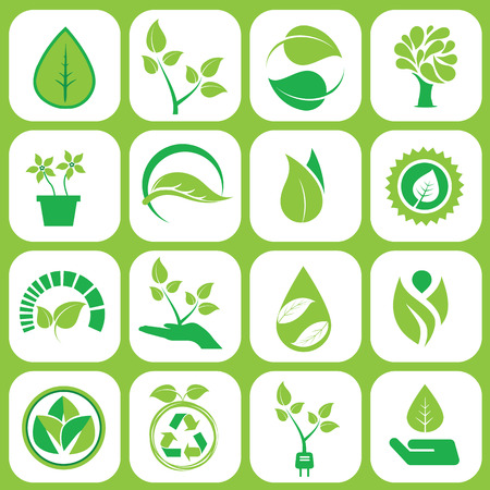 Ecology icons set on greyのイラスト素材