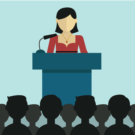 flat modern design Businesswoman  giving a presentation.のイラスト素材