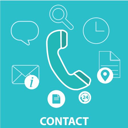 Web and mobile phone services and apps. Icons for faq, newsletter, support, contact.のイラスト素材