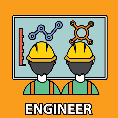 Engineer construction manufacturing worker flat design.のイラスト素材