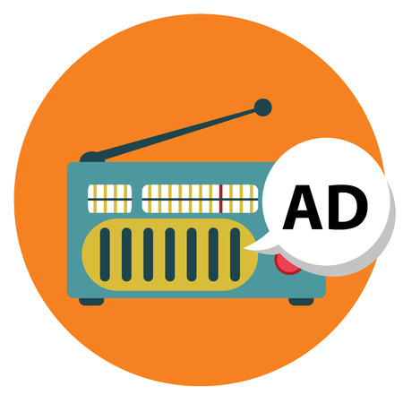 Radio icon with ad sign, radio marketing.のイラスト素材