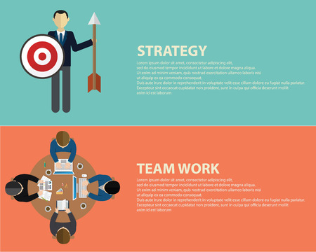 Flat style business strategy  and team work conceptのイラスト素材