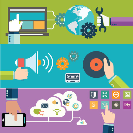 Set of flat design illustration concepts for website layoutのイラスト素材