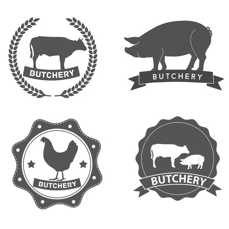 Set of butcher shop labels and design elementsのイラスト素材
