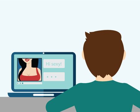 On line dating illustrationのイラスト素材