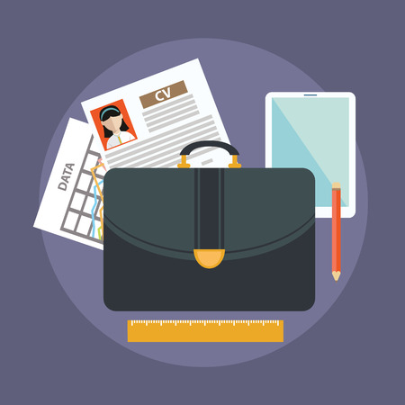 Business suitcase with paperwork portfolio concept.のイラスト素材