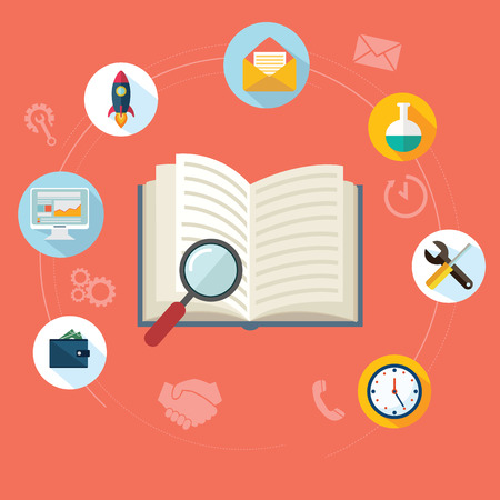 Search, SEO concept Flat concept education background.のイラスト素材