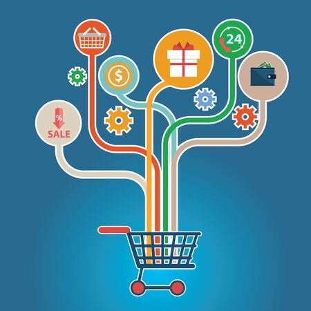 Abstract trees with icons for web design E commerceのイラスト素材