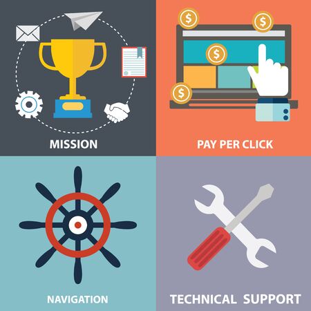 Vector collection of flat and colorful business, marketing and finance concepts. Design elements for web and mobile applications.のイラスト素材
