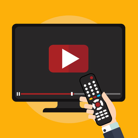 Video tutorials on TV icon concept. Study and learning background, distance education and knowledge growth. Video conference and webinar iconのイラスト素材
