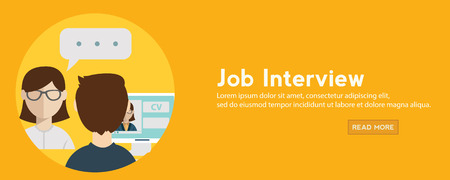 Job interview, portfolio and future investment web banner. vector illustration in a flat style.のイラスト素材