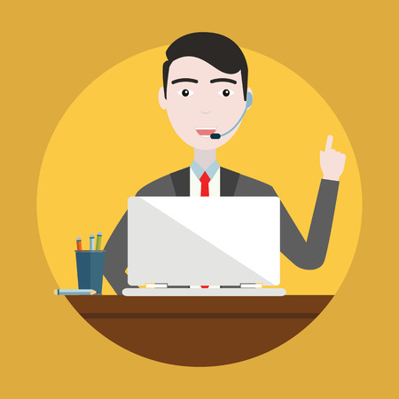 Business customer care service concept flat icons set of contact us support help desk phone call and website click for infographics design web elements vector illustrationのイラスト素材