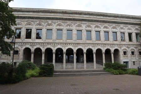 Muehlheim an der Ruhr, Nordrhein-Westfalen (NRW)/ Germany - August 29 2019: facade of the town hall of Muhlheim, located at river Ruhrのeditorial素材