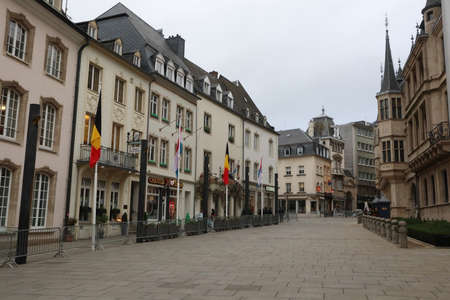 Luxemburg / Luxembourg - October 17 2019: Street view in the old town of Luxembourg cityのeditorial素材