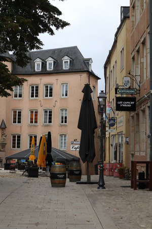 Luxemburg / Luxembourg - October 17 2019: Street view in the old town of Luxembourg cityのeditorial素材