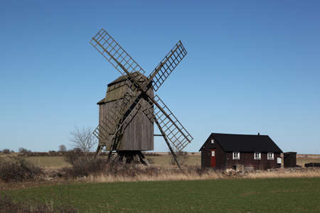 Degerhamn / Sweden - April 20 2013: Windmill at the south tip of island Oeland (Ã–land) in...