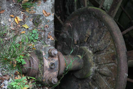 Rusty structure, parts from water turbine