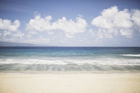 Dream Like White Sand Beach in Hawaii with Blue Waterの写真素材
