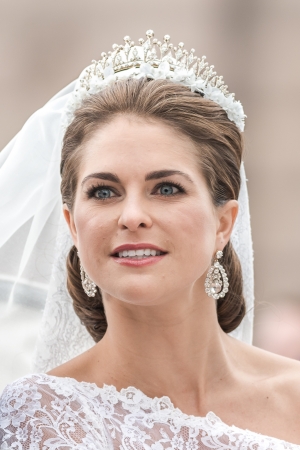 STOCKHOLM, Sweden - JUNE 8: The face of Princess Madeleine on the way to Riddarholmen after the wedding with Chris O´Neill in Slottskyrkan. June 8, 2013, Stockholm, Swedenのeditorial素材