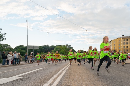 STOCKHOLM - AUG, 17  Just after the start in one of many groups for children in the Midnight Run for...