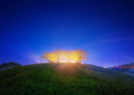 All Saints night at Skogskyrkogården cemetery, Stockholm, Swedenの写真素材