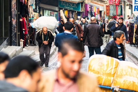 ISTANBUL - NOV, 20  Delivery man carrying goods on the way to the Grand Bazaar in Istanbul, Nov 20,...