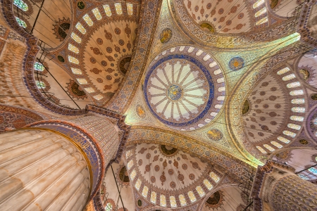 ISTANBUL - NOV 20  Domes inside the Blue Mosque in Istanbul  November 20, 2013 in Istanbul, Turkey のeditorial素材