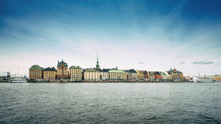 Panorama of Old Town in Stockholm  Filtered have been applied for an retro lookのeditorial素材