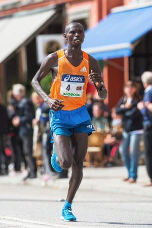 STOCKHOLM - MAY 31: Nixon Machichin from Kenya the silver medalist in the ASICS Stockholm Marathon 2014. May 31, 2014 in Stockholm, Sweden.のeditorial素材