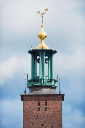 Stockholm City hall, detail of the tower, Swedenのeditorial素材