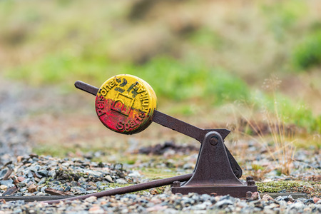 Old rusty railway switch. 