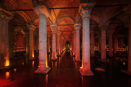 ISTANBUL, NOV 13: The Basilica Cistern beneath the city of Istanbul. November 2013 in Istanbul, Turkeyのeditorial素材