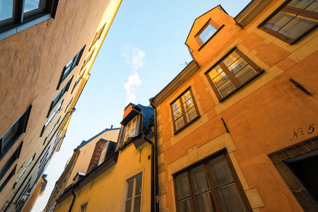 Colorful facades in the old town of Stockholm (Gamla Stan), Swedenの写真素材