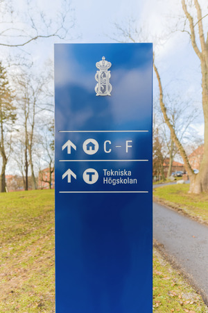 STOCKHOLM, SWEDEN - FEB 25: Direction sign at the private hospital Sophia Hemmet in Stockholm, February 25, 2015 in Stockholm, Sweden. Opened in 1889 and is named after Queen Sophia of Sweden.のeditorial素材
