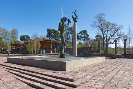 STOCKHOLM, SWEDEN - APRIL 26: Famous statues at Millesgarden of the sculptor Carl Milles. April 26, 2015 in Stockholm, Sweden. Created by world famous Swedish sculptor Carl Milles (1875-1955).のeditorial素材