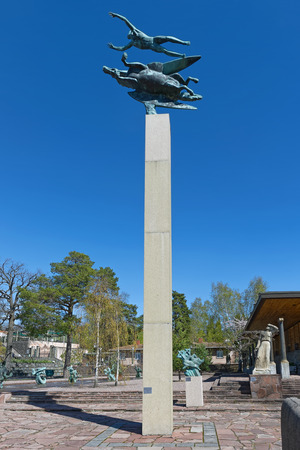 STOCKHOLM, SWEDEN - APRIL 26: Famous statues at Millesgarden of the sculptor Carl Milles. April 26, 2015 in Stockholm, Sweden. Created by world famous Swedish sculptor Carl Milles (1875-1955).のeditorial素材