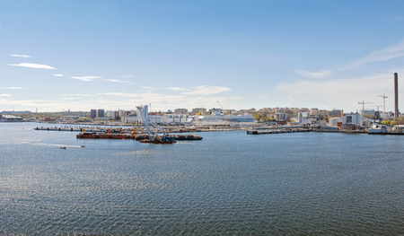STOCKHOLM, SWEDEN - APRIL 26: The ferry Silja Line is moored during the day in the city of Stockholm. April 26, 2015 in Stockholm, Sweden.のeditorial素材