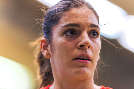 SODERTALJE, SWEDEN - NOV 21, 2015: Marta Xargay at the Women European Basketball Qualifier game between Sweden and Spain at Taljehallen.のeditorial素材