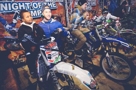 SOLNA, SWEDEN - MARCH 4, 2016: Acrobatic jump from Libor Podmol (CZE) at the Night of the jumps in Stockholm, Friends arenaのeditorial素材