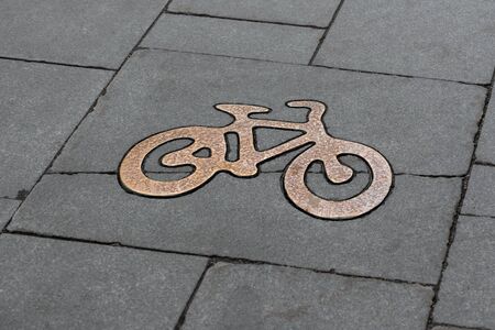 Bike sign on bicycle road in Stockholm.の写真素材