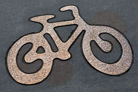 Bike sign on bicycle road in Stockholm.の写真素材