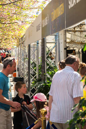 STOCKHOLM, SWEDEN - MAY 8, 2016: Eurovision village with music and warm feelings in Kungstradgarden in Stockholm during the ESC week.のeditorial素材