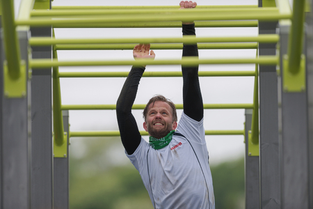 STOCKHOLM, SWEDEN - MAY 14, 2016 Tough Viking obstacle course around Stockholm Stadion with the...