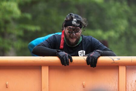 STOCKHOLM, SWEDEN - MAY 14, 2016 Tough Viking obstacle course around Stockholm Stadion with the...